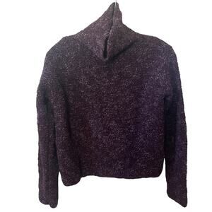 Eileen Fisher VTG Sweater Turtleneck Purple Merino Wool Nubby Marled Casual PP
